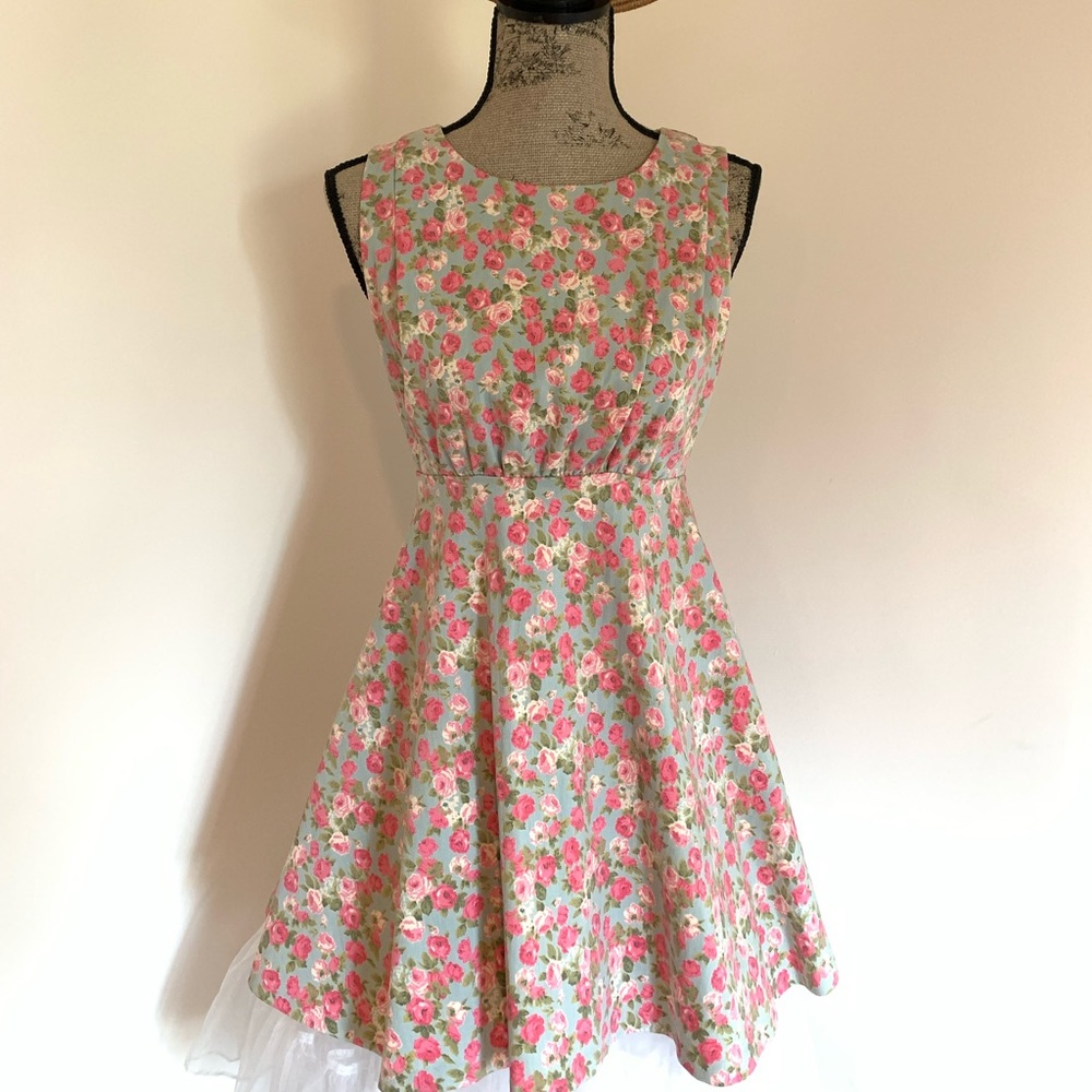 Women's Rose Print Denim Dress